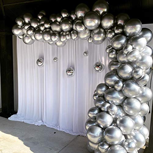 12Inch Chrome Metallic Silver Balloons for Party 50 Pcs Thick Latex Balloons for Party Decorations (Silver)