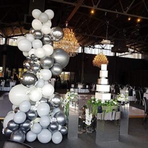 12Inch Chrome Metallic Silver Balloons for Party 50 Pcs Thick Latex Balloons for Party Decorations (Silver)