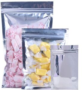 daarcin 3 sizes 30pcs mixed mylar ziplock bags | foil pouch resealable smell proof bags | sealable heat seal bags for candy and food packaging