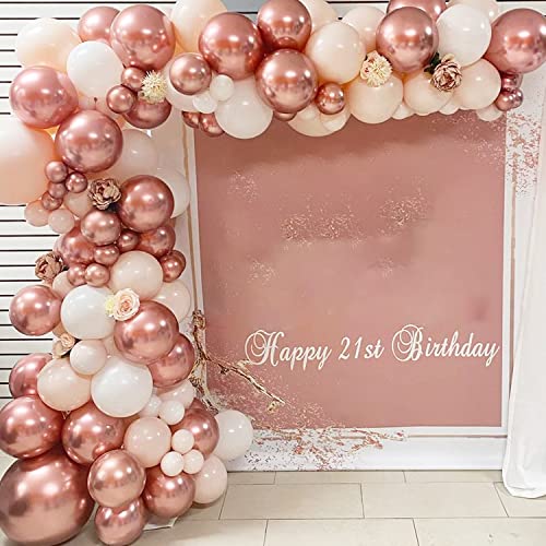 Chrome Metallic Rose Gold Balloons for Party 50 pcs 12 inch Thick Latex Balloons for Rose Gold Baby Bridal Shower Birthday Party Decorations
