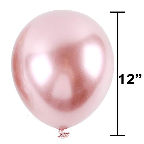 Chrome Metallic Rose Gold Balloons for Party 50 pcs 12 inch Thick Latex Balloons for Rose Gold Baby Bridal Shower Birthday Party Decorations