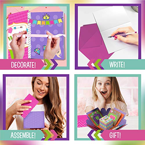 Card Crafting Explosion Arts and Crafts Box - Birthday Gift Box to Tween - DIY Greeting Cards Stationary Set – Make Your Own Card Crafts Age 6+