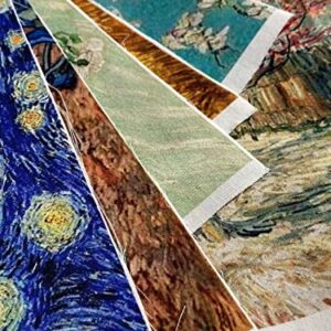 7 pcs of 20x25cm Cotton Twill Fabric Printed Painting of Van Gogh Cotton Twill Fabric for Sewing,Twill Fabric for Making Bags, Quilting,Wall Decor,Cotton DIY Sewing Materials Fabric