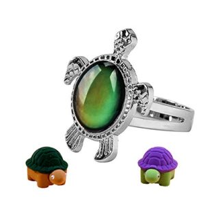 viseaga mood ring for kids adjustable size girls and boys color changing mood rings (adjustable, turtle)