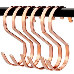 6 pieces, rose gold s flat hooks, used in kitchen, office, bathroom, closet, basket, outdoor, metal s-shaped hook, s-shaped hanger hook.