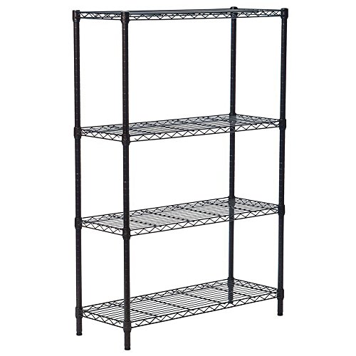 WEI WEI GLOBAL 4-Tier Metal Wire Shelving Unit, NSF Certified Adjustable Utility Storage Standing Rack Organizer Cabinet for Garage Laundry Bathroom Kitchen Closet-35 L x 14" W x 47" H, Black