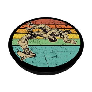 Vintage Wrestling Graphic Two Wrestlers And Sun PopSockets Swappable PopGrip