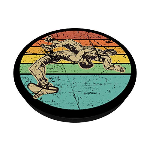 Vintage Wrestling Graphic Two Wrestlers And Sun PopSockets Swappable PopGrip