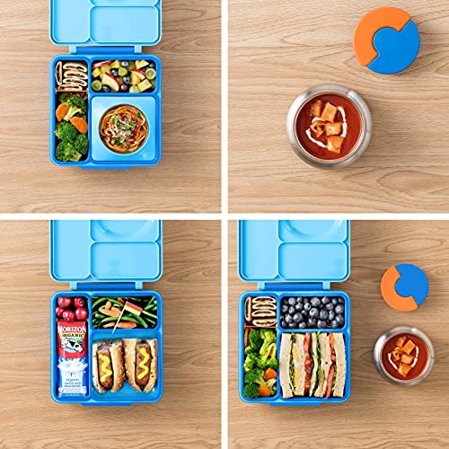 OmieBox Deluxe Bundle Set - Insulated Bento Lunch Box With Thermos PLUS Reusable Fork and Spoon with Case - (Blue)