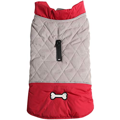 Vecomfy Reversible Dog Coats for Small Dogs Waterproof Warm Dog Jacket for Cold Winter,Red and Grey M