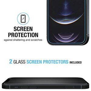 FlexGear [Full Protection Case for iPhone 12 / iPhone 12 Pro with 2X Glass Screen Protectors - Crystal Clear