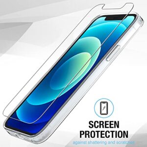 FlexGear [Full Protection Case for iPhone 12 / iPhone 12 Pro with 2X Glass Screen Protectors - Crystal Clear