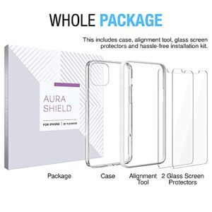 FlexGear [Full Protection Case for iPhone 12 / iPhone 12 Pro with 2X Glass Screen Protectors - Crystal Clear