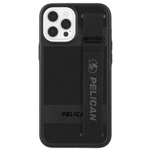 pelican protector sling series - iphone 12 / iphone 12 pro case [15ft mil-grade drop protection] [wireless charging compatible] heavy duty case cover for iphone 12 pro / 12 with hand strap - black