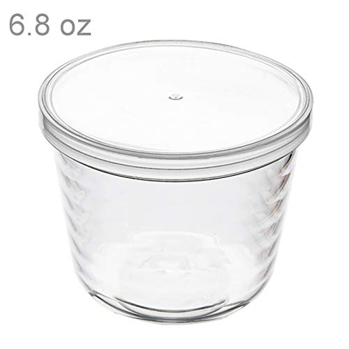 yarlung 9 Pack Small Glass Bowls with Plastic Lids, 6.8 Oz Clear Pudding Cups Fruits Dish Glass Containers for Salad, Sauces, Cereal, Dessert, Snacks, Refrigerator, Freezer Food Storage