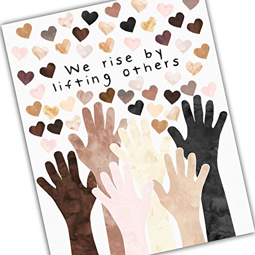 Diversity Art for Kids We Rise By Lifting Others Different Races Kids of Multiple Ethnicities Promote Unity Celebrate Diversity UNFRAMED Poster 5x7" 8x10" 11x14" 16x20" 24x36"