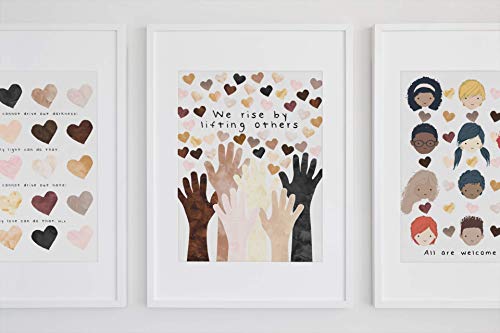 Diversity Art for Kids We Rise By Lifting Others Different Races Kids of Multiple Ethnicities Promote Unity Celebrate Diversity UNFRAMED Poster 5x7" 8x10" 11x14" 16x20" 24x36"