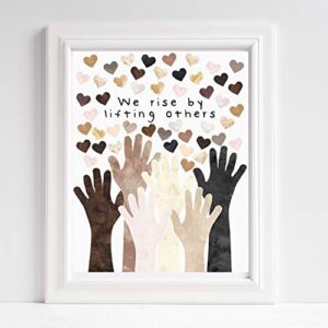 Diversity Art for Kids We Rise By Lifting Others Different Races Kids of Multiple Ethnicities Promote Unity Celebrate Diversity UNFRAMED Poster 5x7" 8x10" 11x14" 16x20" 24x36"