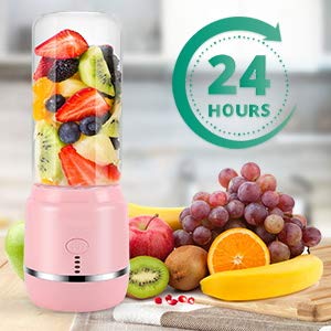 Portable Blender USB Rechargeable, Personal Blender Single Serve Blender, Small Blender Shakes Travel Blender Cup 400ml (FDA and BPA free) (white)…