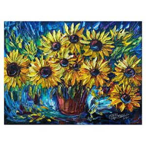 americanflat 500 piece sunflower puzzle, 18x24 inches, sunflowers art by olena art