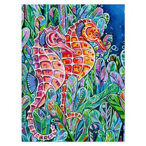 americanflat 500 piece jigsaw puzzle, 18x24 inches, seahorses art by eve izzett