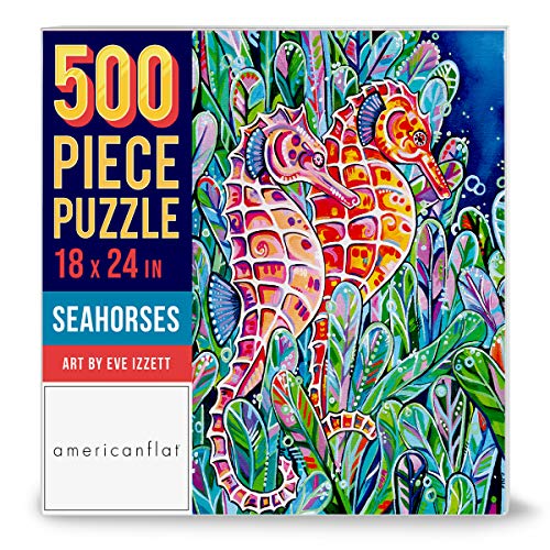 Americanflat 500 Piece Jigsaw Puzzle, 18x24 Inches, Seahorses Art by Eve Izzett