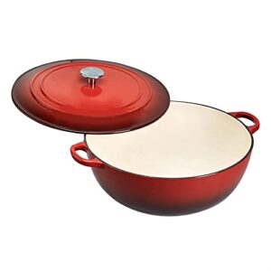 AmazonCommercial Enameled Cast Iron Covered Braiser, 7.5-Quart, Red