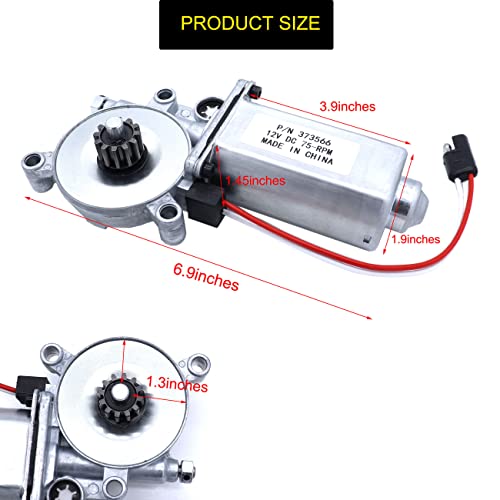 373566 RV Power Awning Replacement Universal Motor 75-RPM 12-Volt DC with Single 2-Way Connector Power Awnings Compatible with Solera Power Awnings Motor