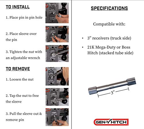 GEN-Y Iron Grip Anti-Rattle 5/8" x 3" Solid Shank Hitch Pin (Theft Deterrent): Works with 3" I.D. x 3.5" O.D. Receiver Hitch