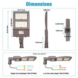 BBESTLED 320W LED Parking Lot Light Commercial Slip Fitter Mount,LED Sport Court Lights Outdoor, UL DLC Listed 44800LM IP65 5000K Commercial Area Street Pole Lighting 100-277VAC Input Brown