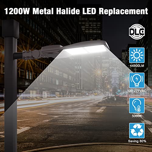 BBESTLED 320W LED Parking Lot Light Commercial Slip Fitter Mount,LED Sport Court Lights Outdoor, UL DLC Listed 44800LM IP65 5000K Commercial Area Street Pole Lighting 100-277VAC Input Brown