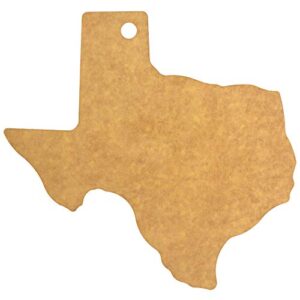 vellum texas shaped wood paper composite serving and cutting board, 13-1/4" x 13" | dishwasher safe