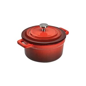 amazoncommercial enameled cast iron covered mini cocotte, 10.3-ounce, red