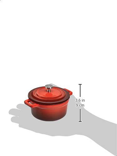 AmazonCommercial Enameled Cast Iron Covered Mini Cocotte, 10.3-Ounce, Red