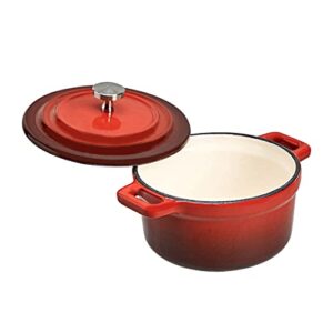 AmazonCommercial Enameled Cast Iron Covered Mini Cocotte, 10.3-Ounce, Red