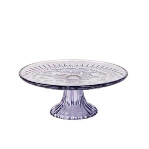 kmwares 9" d colored glass round cake stand, serving platter, multifunctional dessert plate with beautiful lavender color for wedding, birthday party, kicthen baking ware