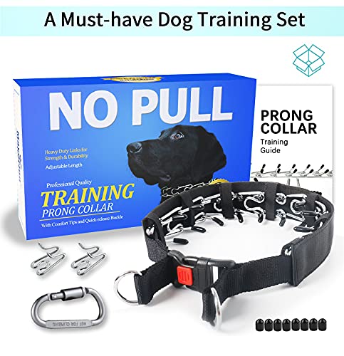 No Pull Dog Collar, Dog Training Collar with Comfort Tips and Quick Release Snap Buckle for Small Medium Large Dogs (Medium,3mm,19.7-Inch,14-18" Neck, Black)