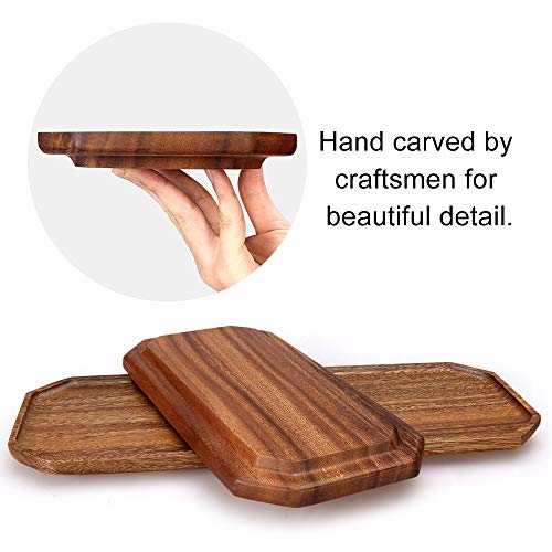 Renawe Set of 2 Wooden Serving Platters Charcuterie Boards Large Acacia Wood Platter 16" & 13" Wood Trays Charcuterie Platter Dish Plate Candle Tray Fruit Cheese Serving Board Food Platters