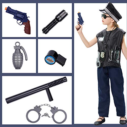 Police Costume for Kids Police Officer Dress Up set Halloween Role Play Kit for 3 4 5 6 7 8 Years old Boys Girls