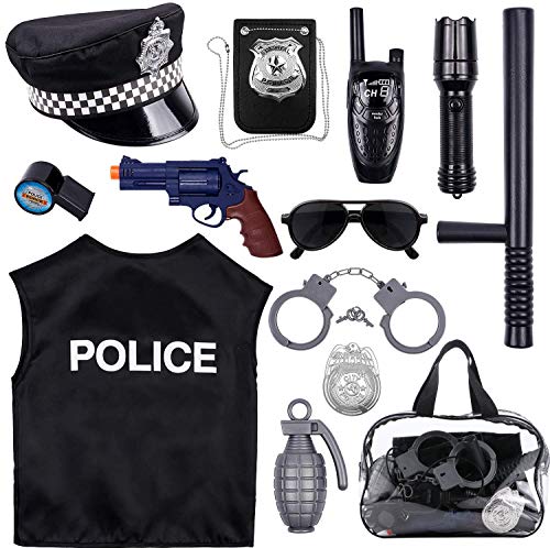 Police Costume for Kids Police Officer Dress Up set Halloween Role Play Kit for 3 4 5 6 7 8 Years old Boys Girls