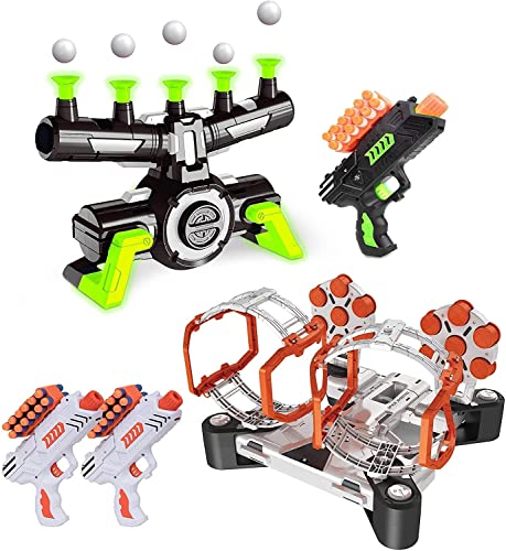 USA Toyz Astroshot Shooting Game Bundle - Astroshot Zero GX Glow in the Dark Floating Target with 1 Foam Dart Gun and Astroshot Gyro with 2 Foam Dart Guns and Rotating Target, Includes Darts and Balls