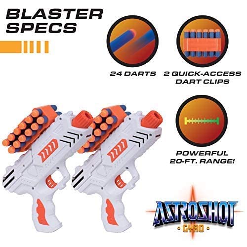 USA Toyz Astroshot Shooting Game Bundle - Astroshot Zero GX Glow in the Dark Floating Target with 1 Foam Dart Gun and Astroshot Gyro with 2 Foam Dart Guns and Rotating Target, Includes Darts and Balls