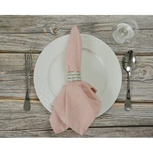 Country Maison Cloth Napkins | Pack of 6 Dinner Napkins | 18”X18” | 100% Cotton Cocktail Napkins | Table Napkins | Chambray | Peach