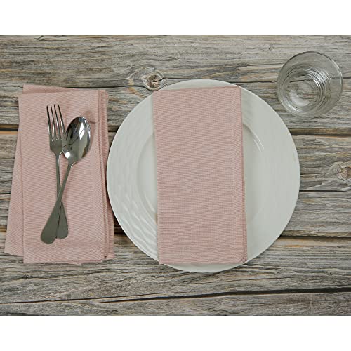 Country Maison Cloth Napkins | Pack of 6 Dinner Napkins | 18”X18” | 100% Cotton Cocktail Napkins | Table Napkins | Chambray | Peach