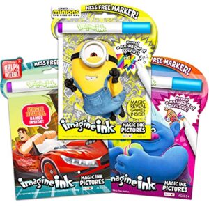 imagine ink mess-free coloring book super set bundle ~ 3 pack no mess magic ink activity books featuring trolls, minions, and wreck it ralph (imagine ink coloring books party supplies)