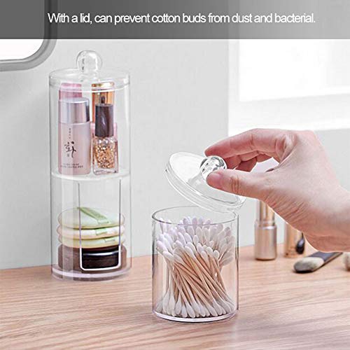 Transparent Round Cotton Bud Case Acrylic Cotton Swab Holder Storage Container Organizer for Cotton Swabs or Cotton Buds