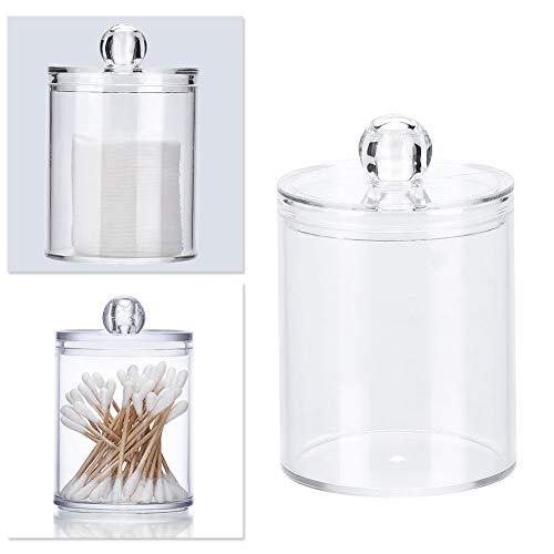 Transparent Round Cotton Bud Case Acrylic Cotton Swab Holder Storage Container Organizer for Cotton Swabs or Cotton Buds