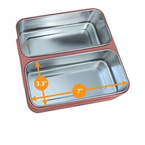 Healthy Human On The Go Bento Lunch Box with Stainless Steel Trays for - Blue