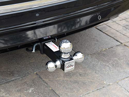 TOPTOW 64173HP Trailer Hitch Tri Ball Mount with 5/8 inch Hitch Pin, Chrome Balls, Fits for 2 inch Hitch Receivers, Hollow Shank…