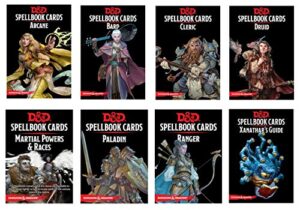 dungeons and dragons spellbook cards bundle (8 items): cleric, druid, bard, martial powers & races, paladin, ranger, arcane, and xanathar's guide to everything decks (945 total cards)